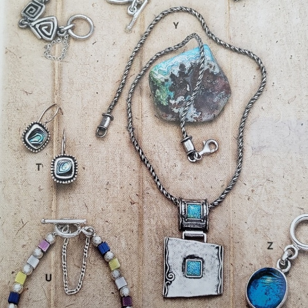 Rare Vintage Silpada Sterling Silver Faux Blue Opal Pendant Necklace N0951 - Picture 2 of 11